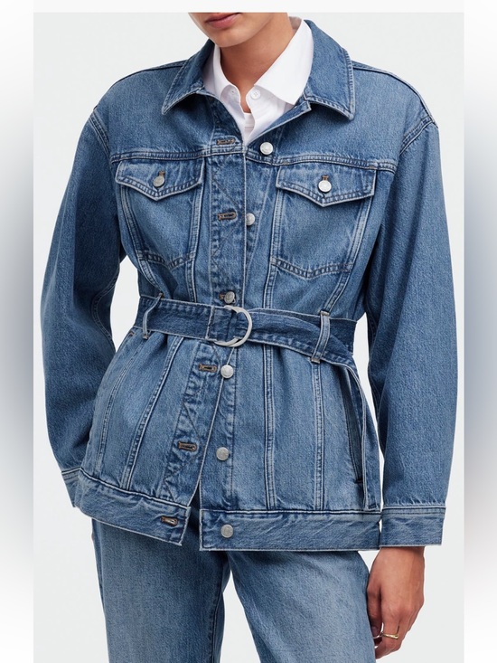 Madewell Jackets & Blazers - Madewell Belted Oversized Trucker Jean Jacket - Medium - Reston Wash